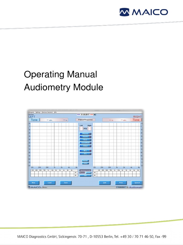 Operating Manual Audiometry Module PDF Icon Databases