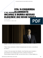 'A esquerda foi incapaz e burra nessas eleições', diz Jessé Souza