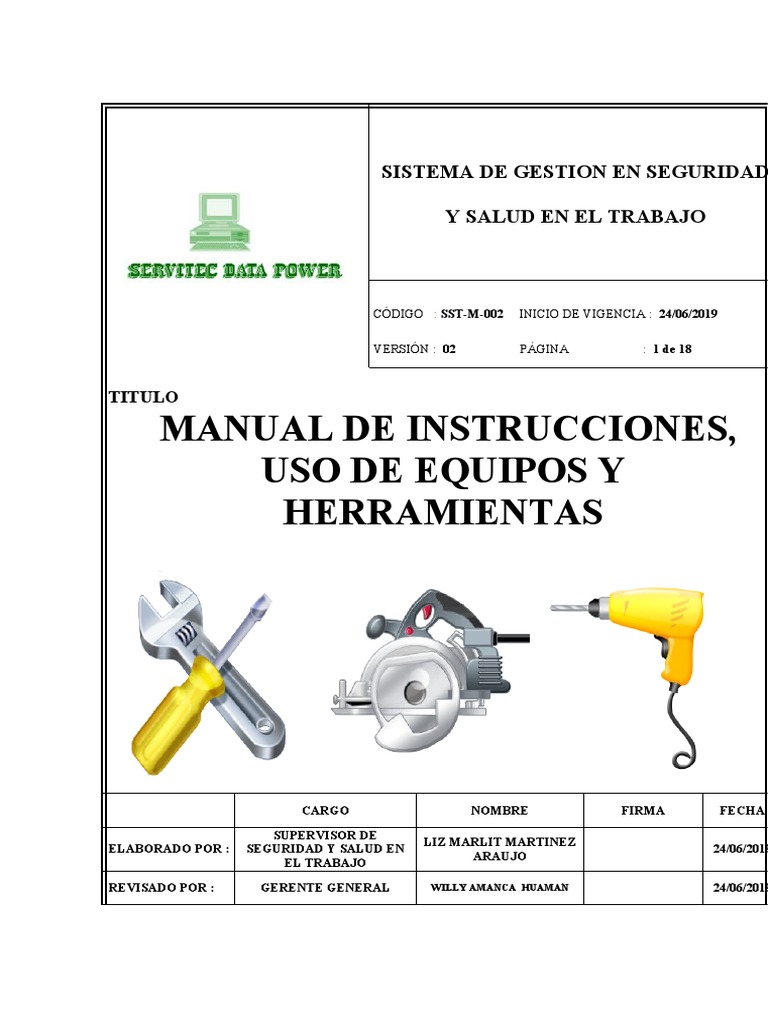 Manual de Uso y Seguridad de Herramientas | PDF | Herramientas | Tornillo