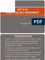 UNIT # 02 Objectives and Assessment: Prepared By: Huma Naz