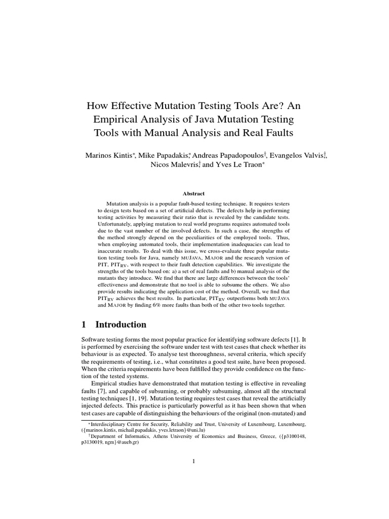 How Effective Mutation Testing Tools Are? An Empirical Analysis of Java ...