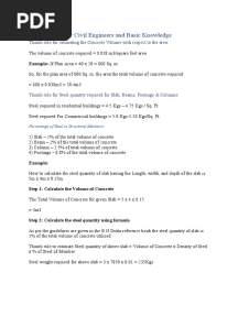 Thumb Rules For Civil Engineers and Basic Knowledge