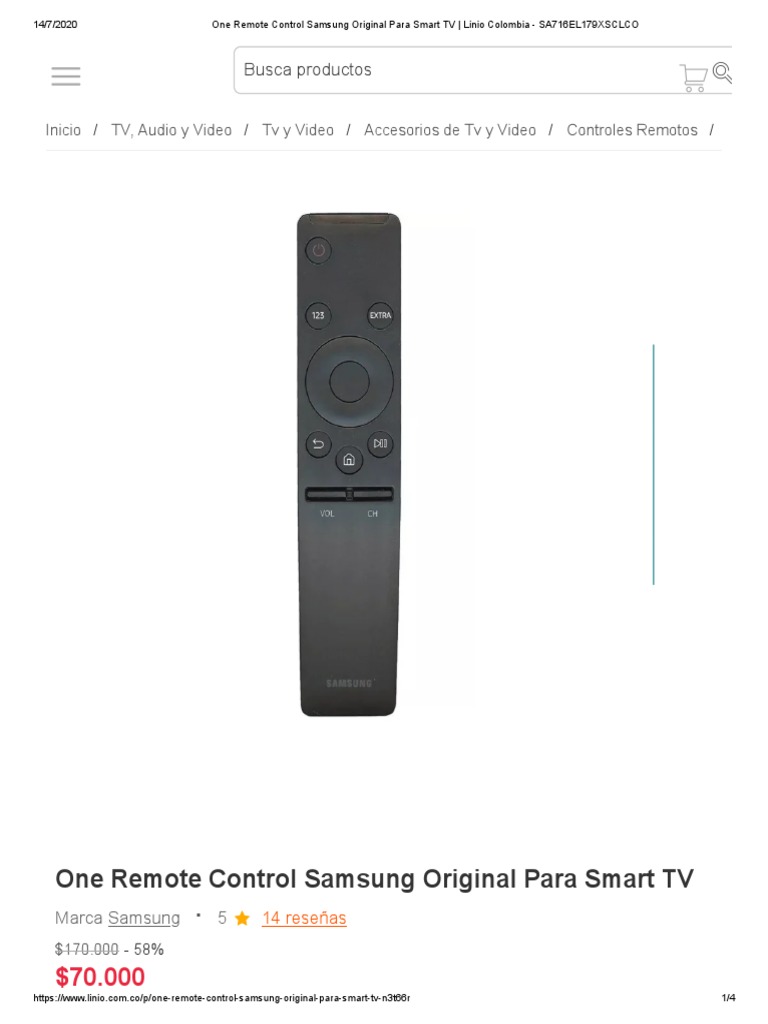 One Remote Control Samsung Original Para Smart TV - Linio Colombia.
