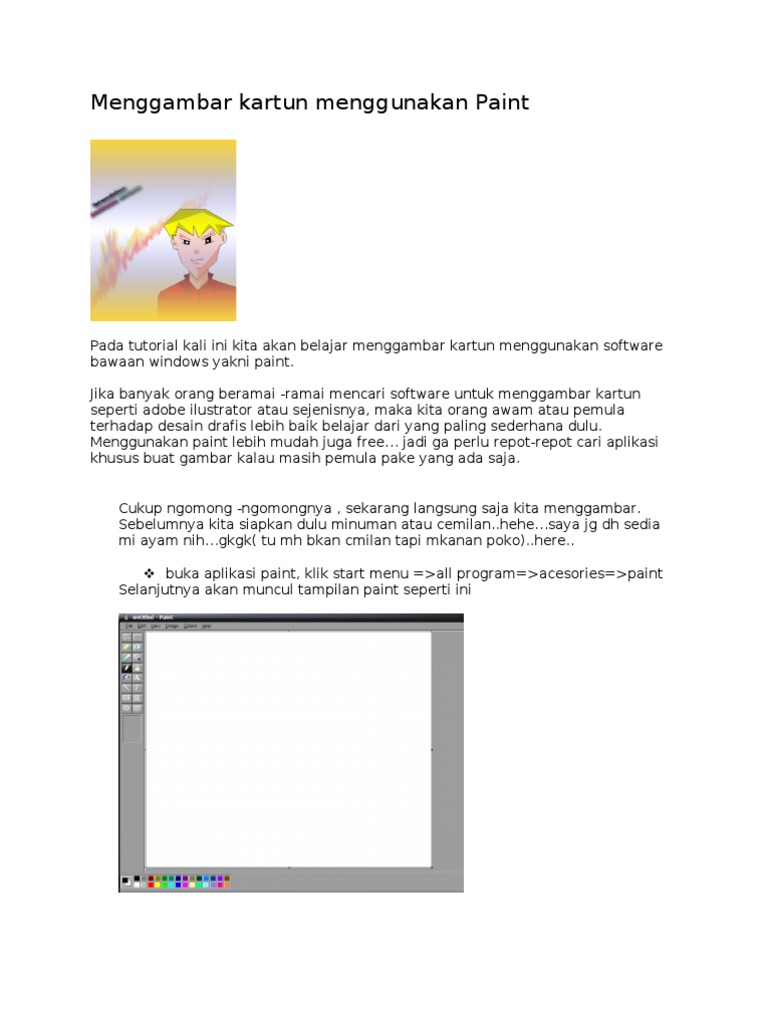 Menggambar Kartun Menggunakan Paint Menggambar Kartun Menggunakan Paint