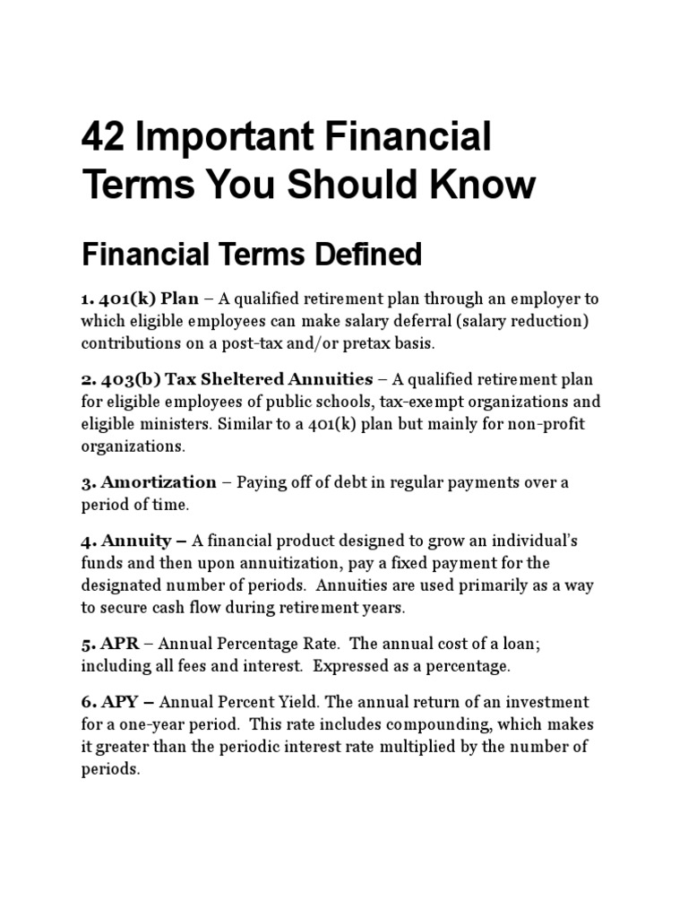 Essential Financial Terms Explained | PDF | Credit | Finance & Money ...