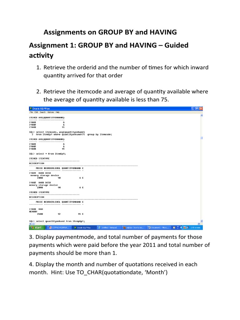SQL GROUP BY and JOIN Assignments | PDF | Salary | Employment