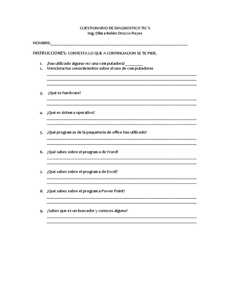 Cuestionario de Diagnostico Tics | PDF