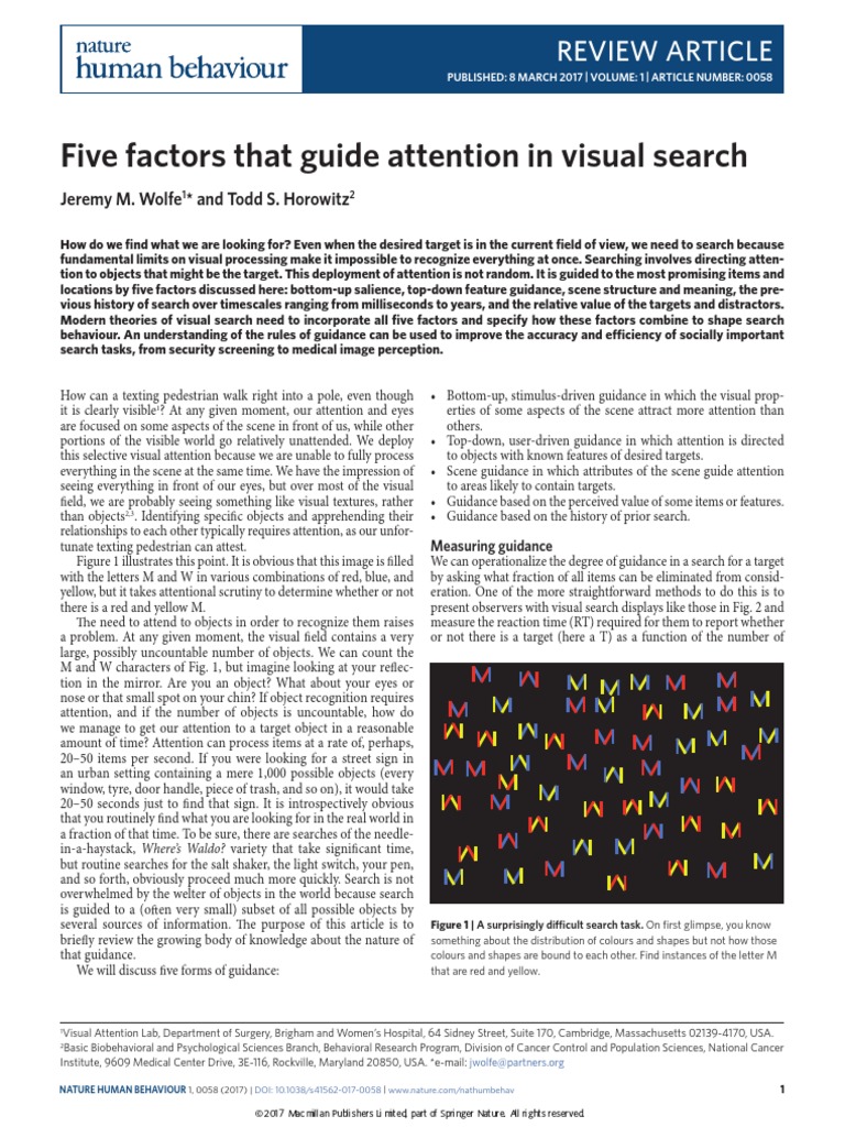 Nat Hum Beh 2017 Factors Driving Attention in Visual Search | PDF ...