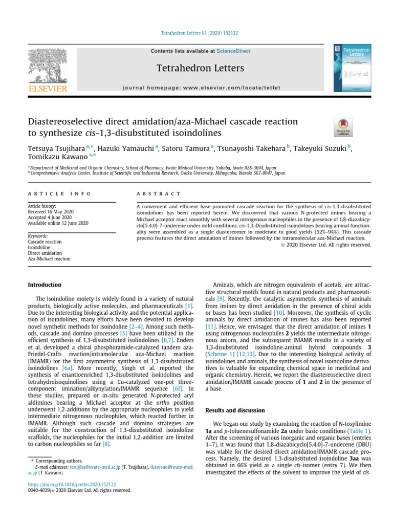 Diastereoselective Isoindoline Synthesis | PDF | Organic Chemistry ...