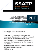 SSATP Progress Report Urban Transport - Mobility & Accessibility Cluster