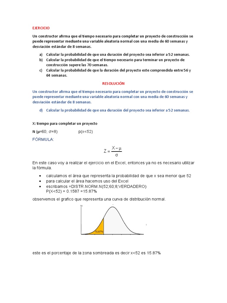 Distribución Normal Con Excel... | PDF | Distribución normal ... 