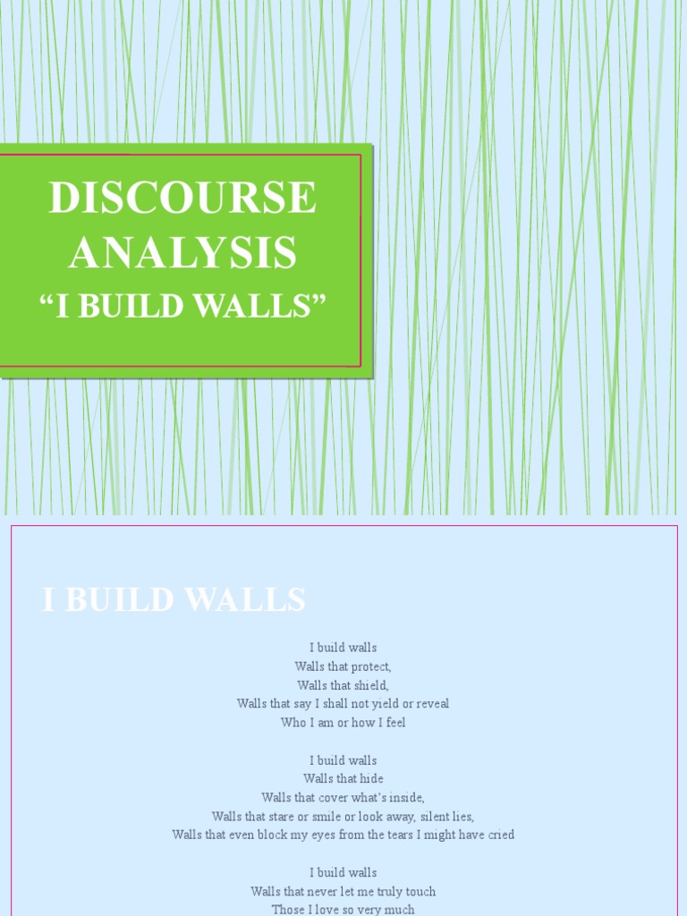 Discourse Analysis "I Build Walls" PDF Verb Morphology