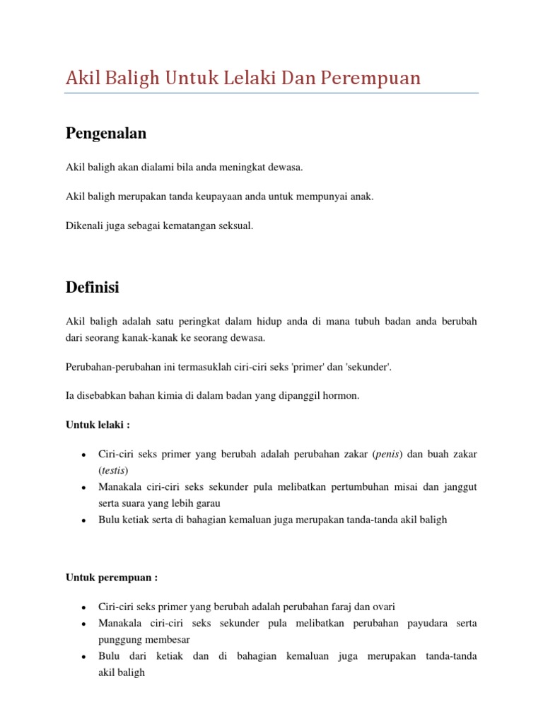 Tanda Tanda Akil Baligh