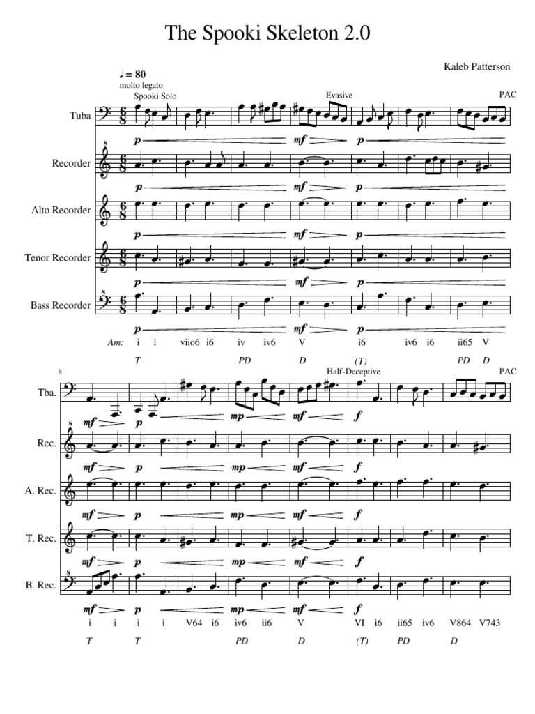 Spooki Skeleton 2.0 Music Guide | PDF | Pitch (Music) | Elements Of Music