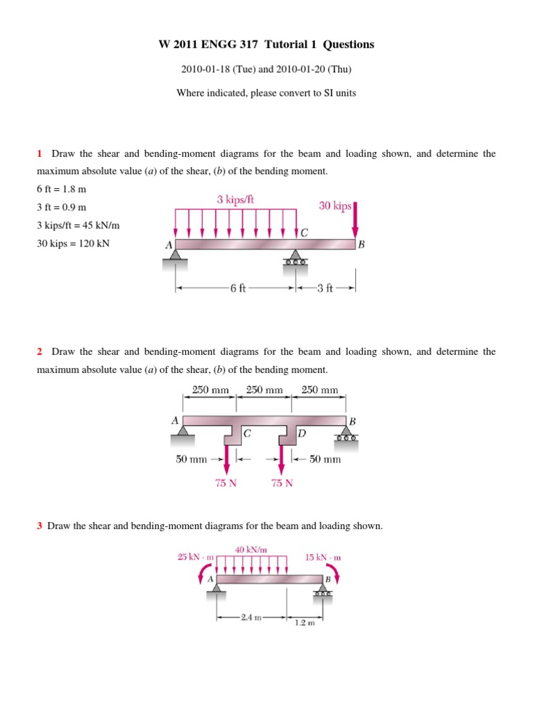 Shear and Bending Moment Analysis | PDF | Bending | Beam (Structure)