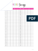 52 Week Money Challenge Blank Chart