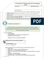 What Do You Need To Know?: Lesson 2: Procedure in The Use and Care of Caregiving Tools