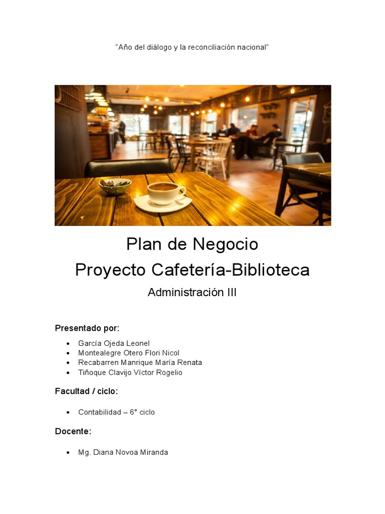 Plan de Negocio para Cafetería-Biblioteca | PDF | café | Marketing