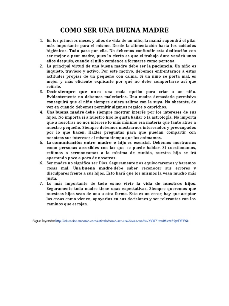 Como Ser Una Buena Madre | PDF