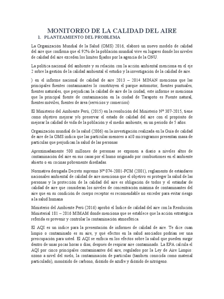Monitoreo de Calidad de Aire | PDF | La contaminación del aire | Partículas