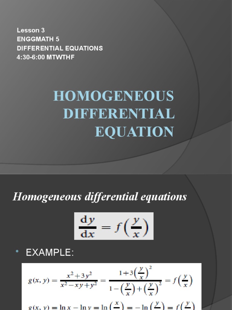 Homogeneous Differential Equation Lesson3 | PDF