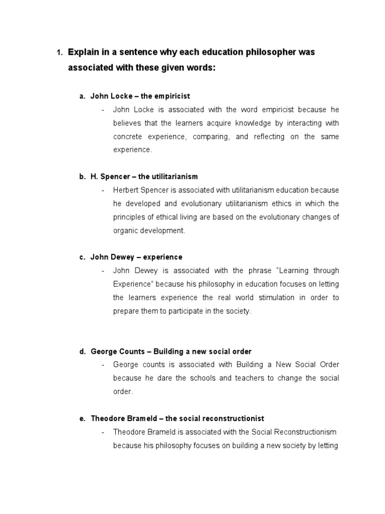 Educational Philosophies Explained | PDF | Philosophy Of Education ...