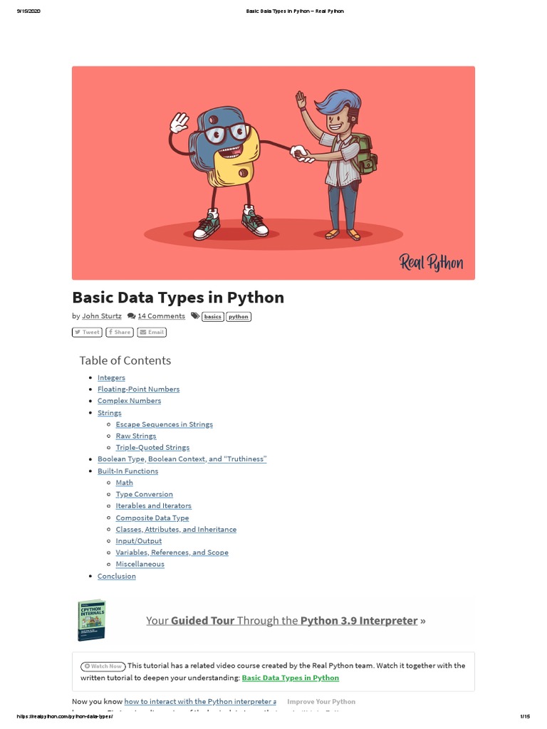 Basic Data Types in Python - Real Python | PDF | Boolean Data Type ...