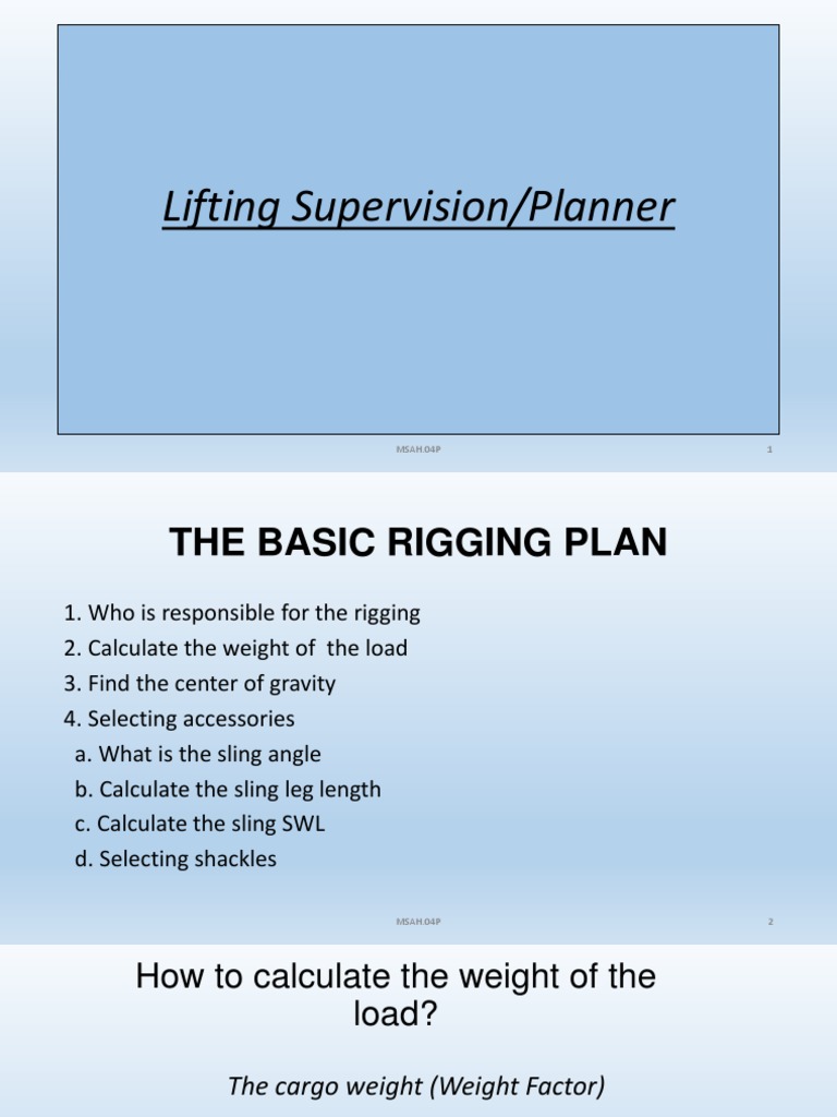 The Basic Rigging Plan | PDF | Crane (Machine) | Center Of Mass