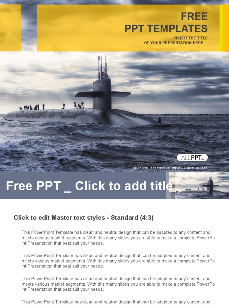 Submarine Sailing Military PowerPoint Templates Standard | PDF