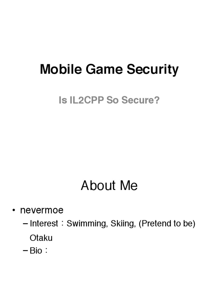 Mobile Game Security: Is IL2CPP So Secure? | PDF | Encryption | System ...