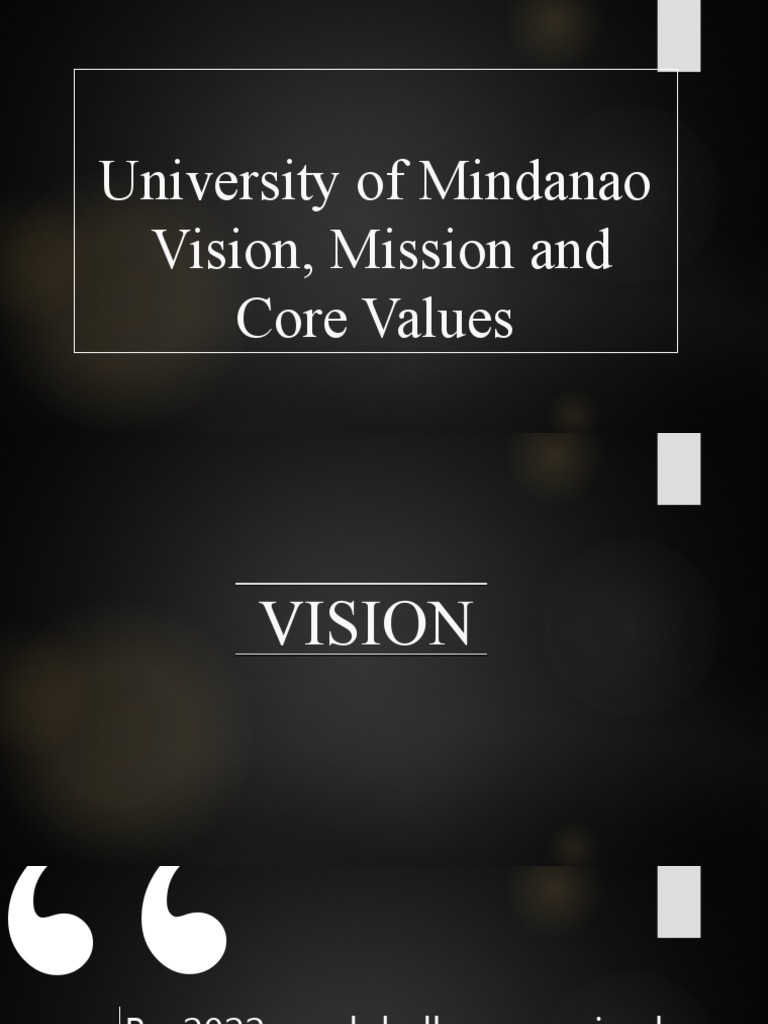 University of Mindanao Vision, Mission and Core Values | PDF