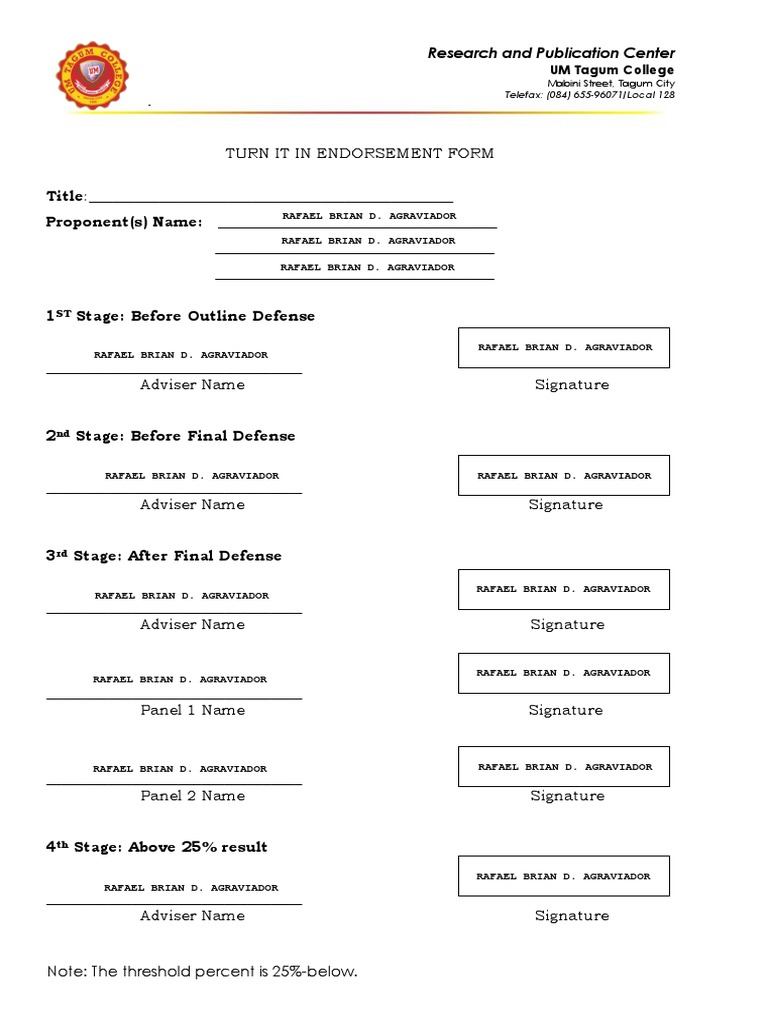 Proponent Name Endorsement Form | PDF