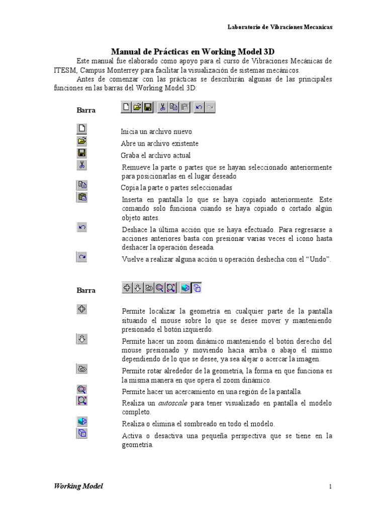 Manual de Prácticas en Working Model 3D: Barra | Descargar gratis PDF | Masa | Simulación