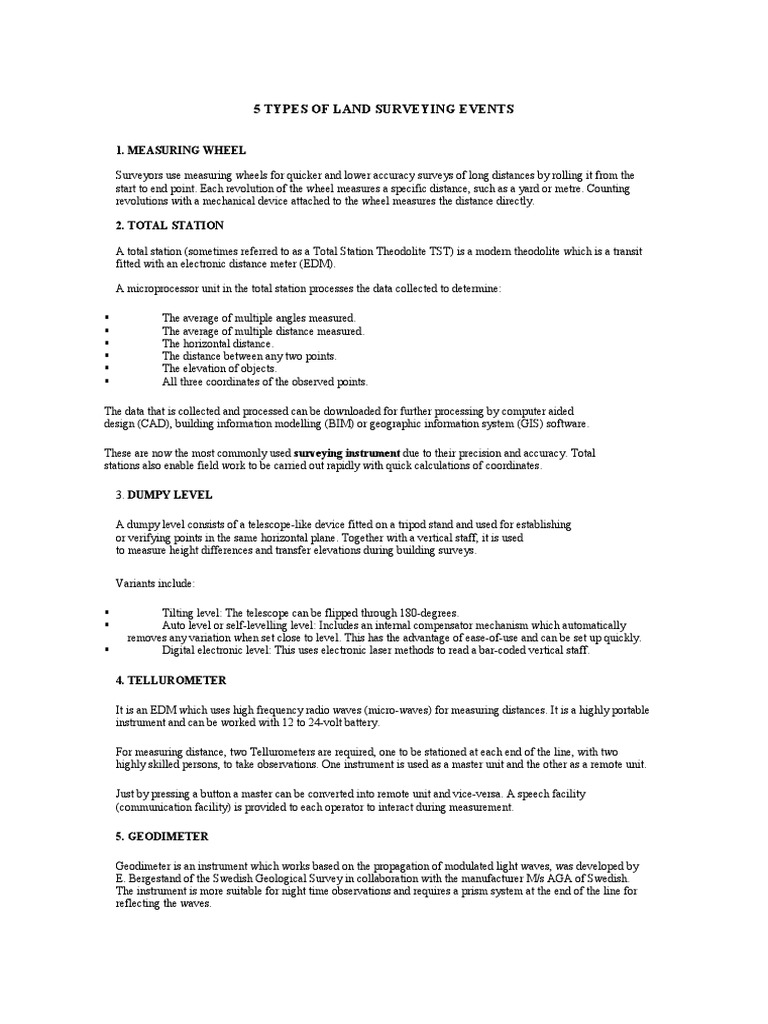 5 Types of Land Surveying Events PDF
