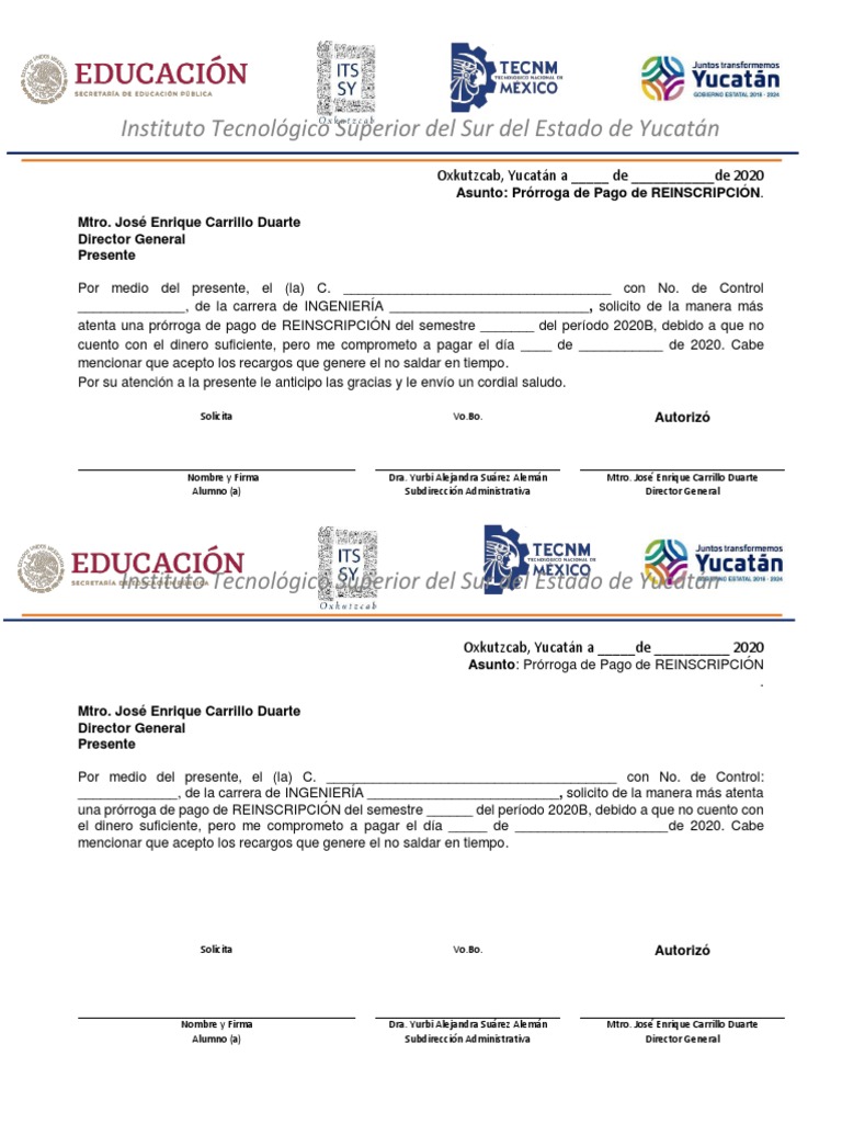 Formato Prorroga de Pago | PDF