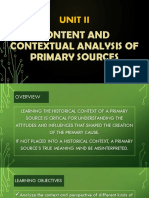 Content and Contextual Analysis of Primary Sources