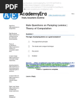 Gate Questions On Pumping Lemma - Theory of Computation - AcademyEra PDF