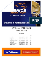 Venice Marathon 2005 Diploma JANELLE HARRISON