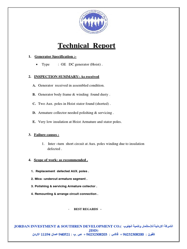 Technical Report: 1. Generator Specification | PDF | Home & Garden ...