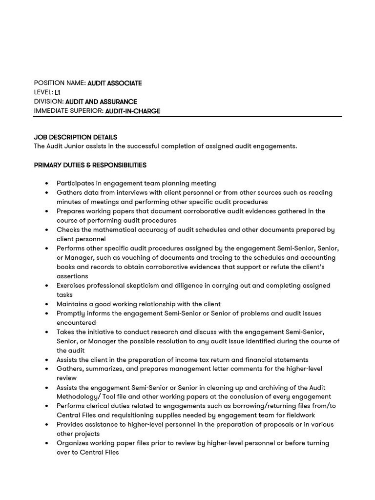 JD - Audit Junior 2 PDF | PDF | Audit | Accounting