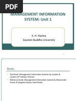 Management Information SYSTEM: Unit 1: K. H. Pavitra Gautam Buddha University