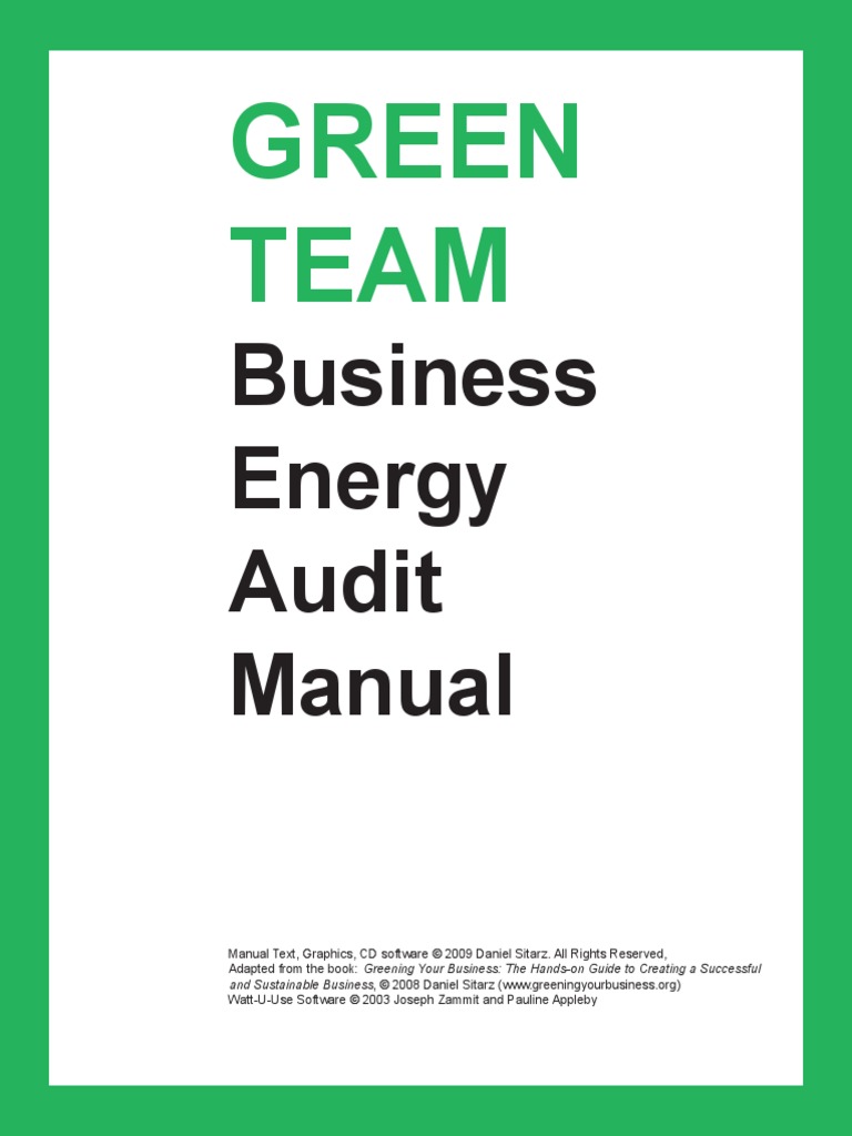 Green Team Business Energy Audit Manual Download Free PDF Kilowatt
