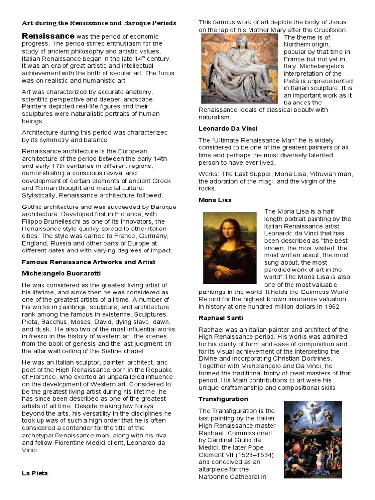 Renaissance vs Baroque Art Overview | PDF | Renaissance | Raphael