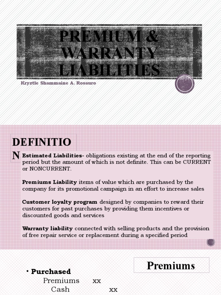 Premium & Warranty Liabilities PDF Expense Revenue
