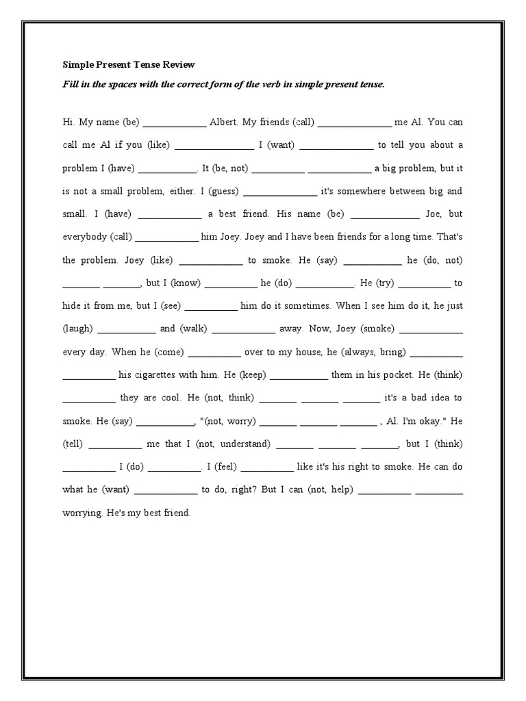 Simple Present Tense Exercises | PDF | Linguistics | Language Mechanics