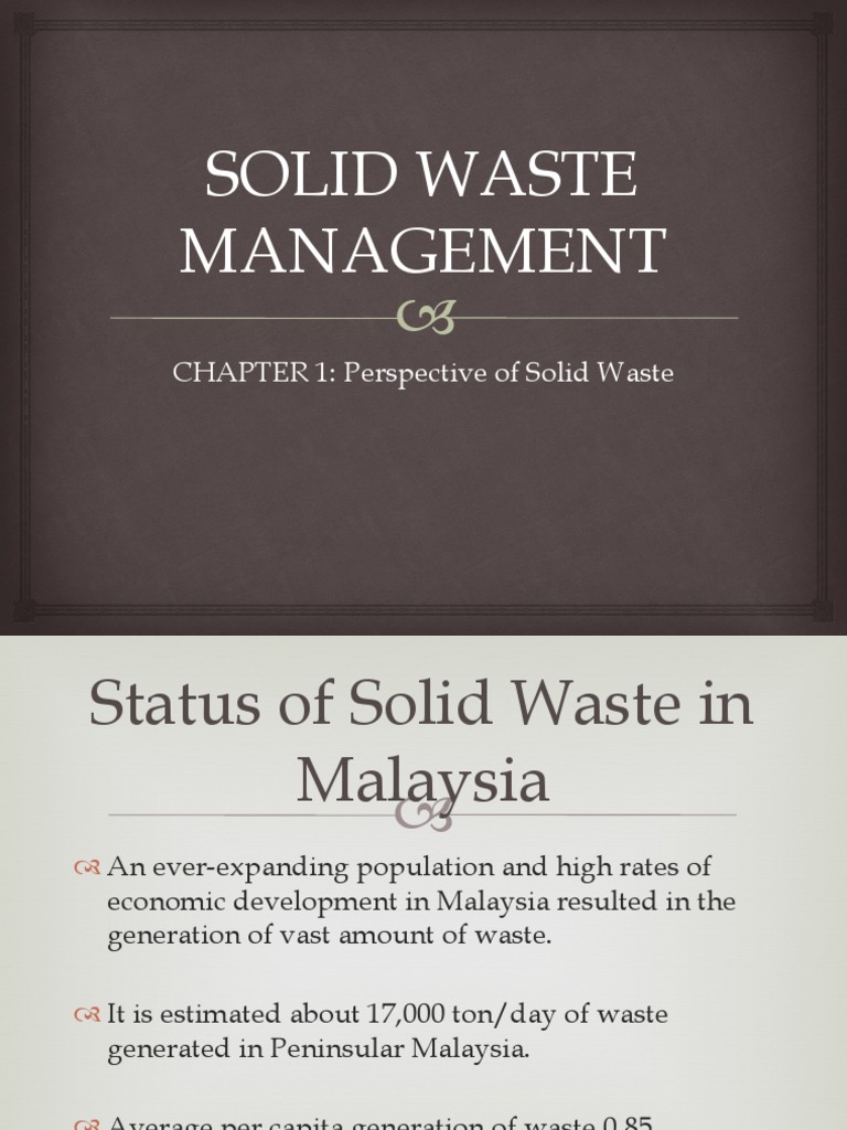 An Overview of Solid Waste Management in Malaysia: Current Status ...