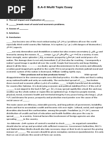 B.A-II Multi Topic Essay