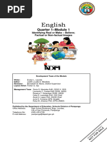 Eng6 - Module 1-IDENTIFYING REAL or MAKE BELIEVE - FACTUAL or NONFACTUAL IMAGES