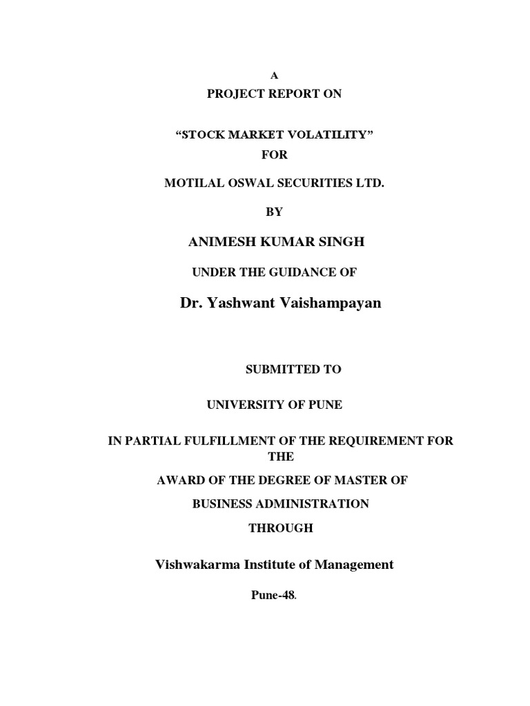 Stock Market Volatility Analysis Report | PDF | Option (Finance) | Stocks