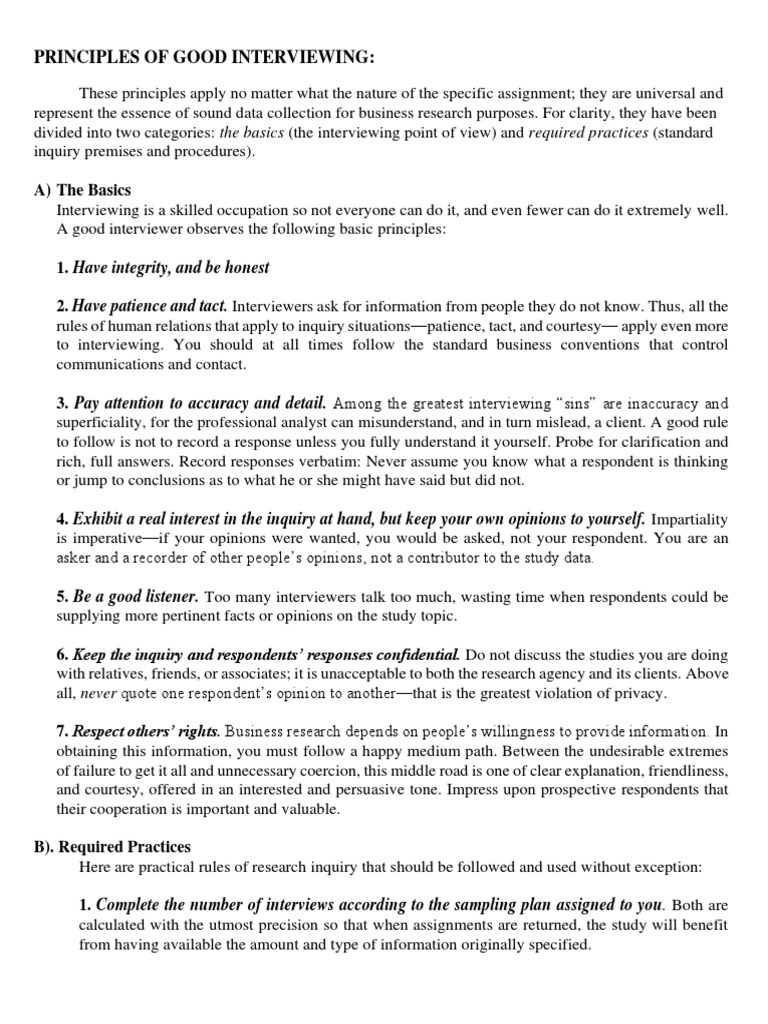 Principles of Effective Interviewing | PDF | Question | Questionnaire